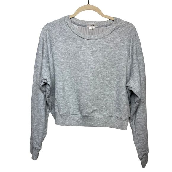 Acne Studios Grey Hobie Crop Sweatshirt with Silk Back Sz. S - Picture 2 of 6